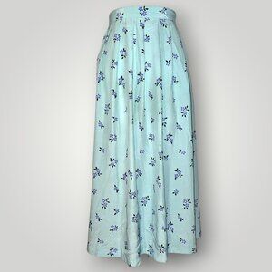 Leslie Fay Women’s Aqua Maxi Skirt – Size 14 | Purple Floral Print | Pleated